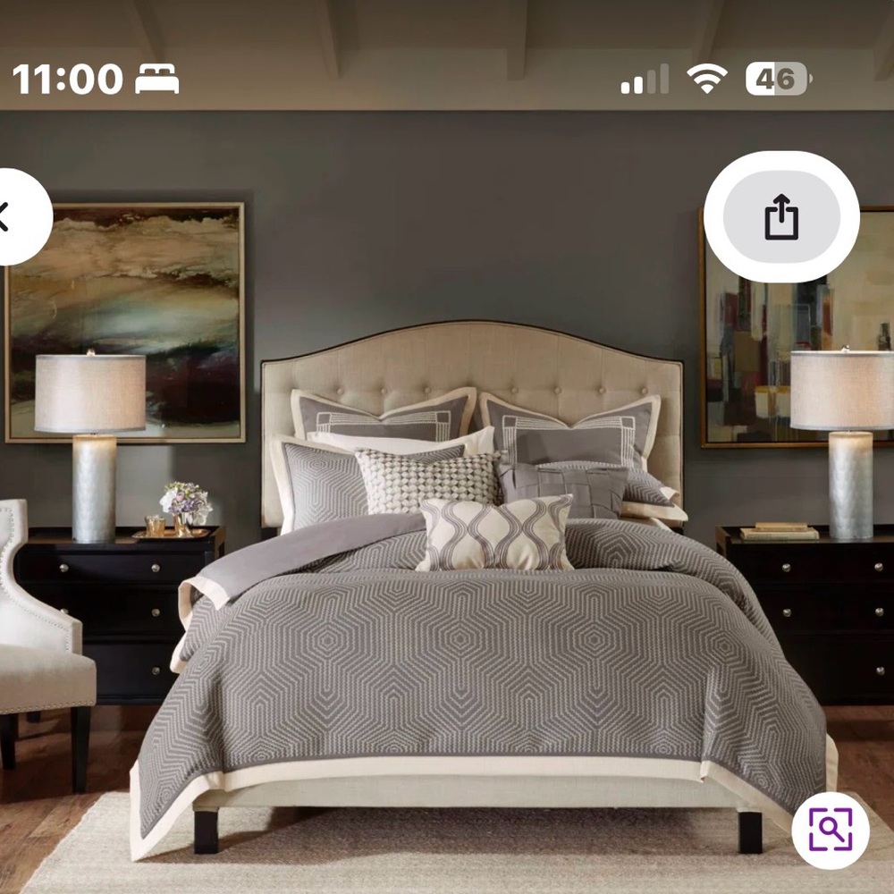 Patterned Duvet and Comforter in Gray and White Queen NEW